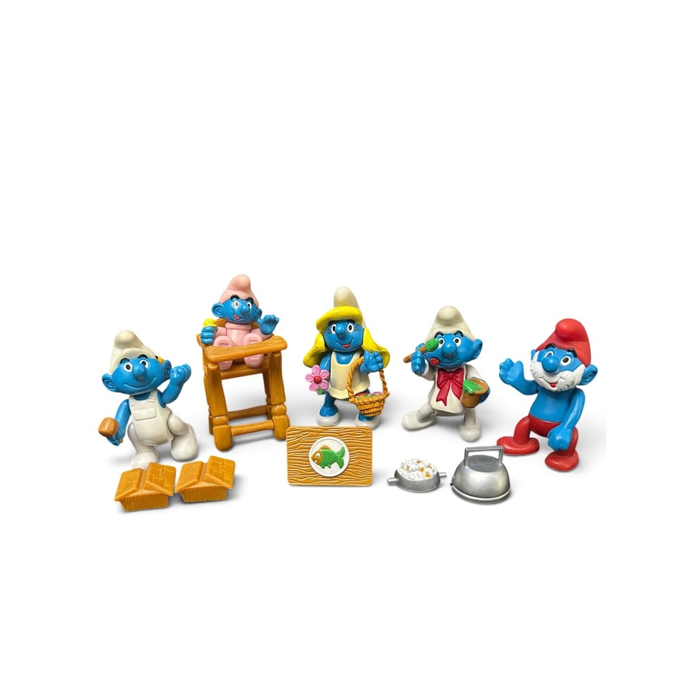 VINTAGE 1996 Irwin Smurfs Poseable Figures Lot - 95% Complete Set